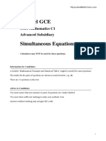 C1 Algebra - Simultaneous Equations
