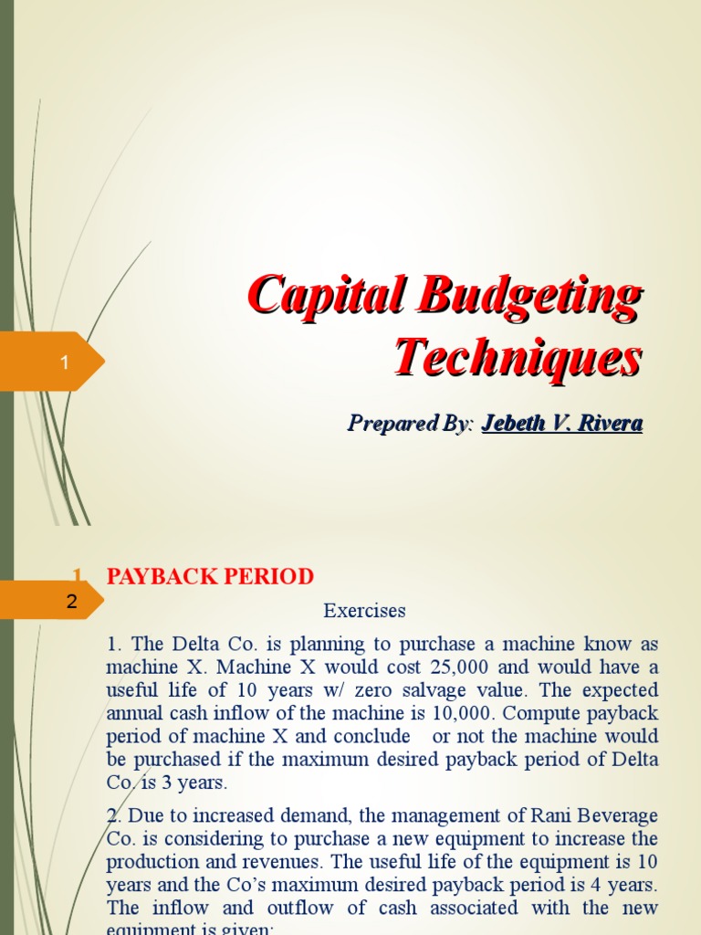 Capital Budgeting Techniques Explained | PDF | Net Present Value ...