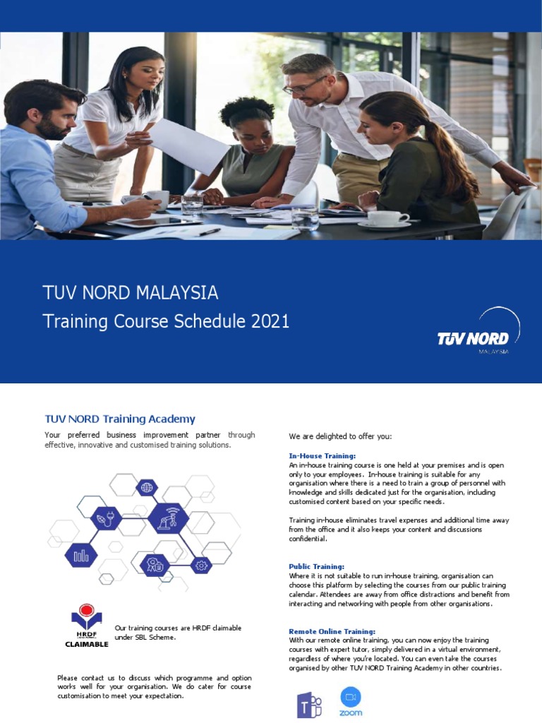 TUV NORD Malaysia 2021 Training Schedule | PDF | Hazard Analysis And ...