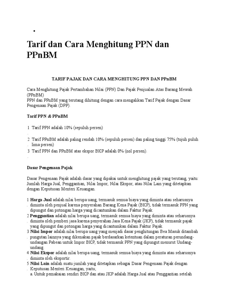Image Result For Tarif Pajak Dan Cara Menghitung Ppn Ppnbm