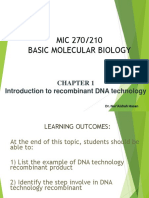 MIC 270/210 Basic Molecular Biology: Introduction To Recombinant DNA Technology
