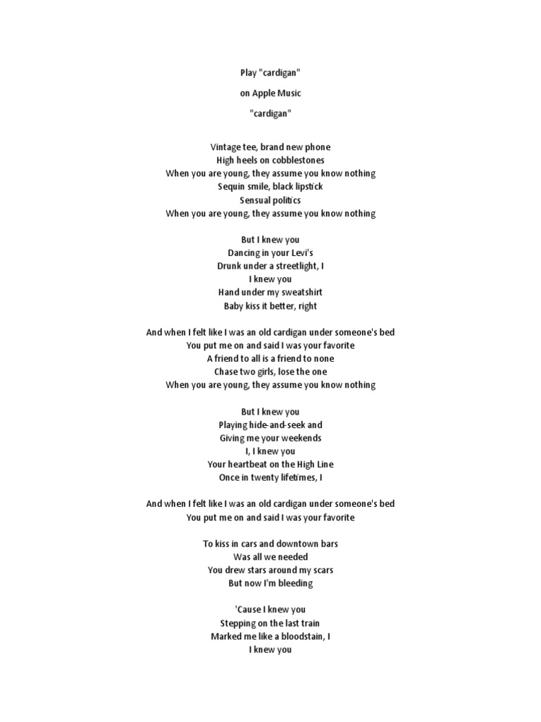 cardigan (1/2) in 2023  Taylor swift lyrics, Taylor lyrics