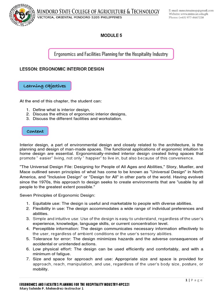 Module 5 Ergonomics Interior Design | PDF | Chair | Desk