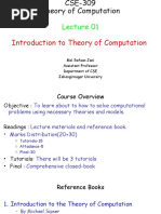 Introduction To Theory of Computation: Md. Rafsan Jani Assistant Professor Department of CSE Jahangirnagar University