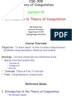CSE-309 Theory of Computation Lecture Overview
