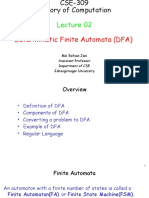 Deterministic Finite Automata (DFA) : Md. Rafsan Jani Assistant Professor Department of CSE Jahangirnagar University