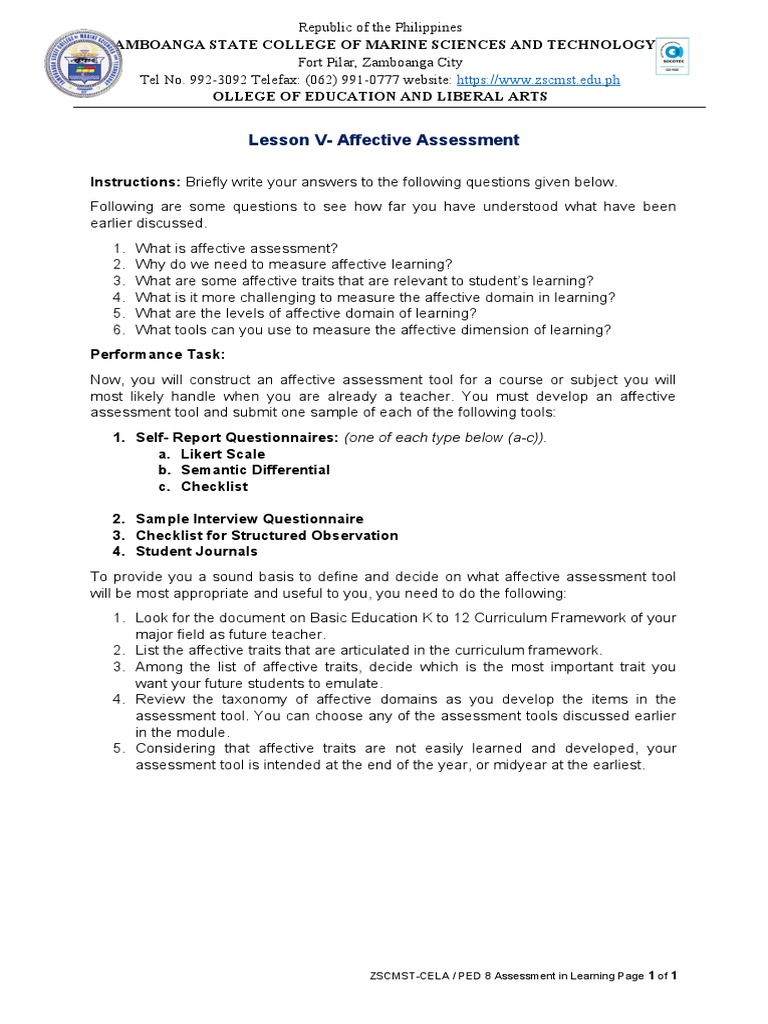 Danizelle Kaye Bernardo - Classwork # 5 Affective Assessment | PDF