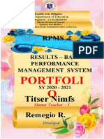 Rpms Tool in Time Covid For Master Teacher Sy 20202 - 2021