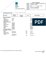 Parasitology (Urine D/R) : Test Name Current Result Previous Result Unit Normal Range