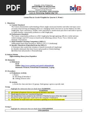 Lesson Plan in Grade 9 English for Quarter 3