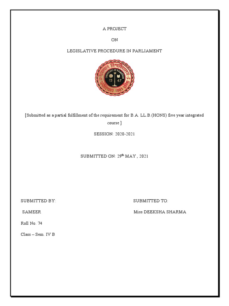 Legislative Procedure in Parliament | PDF | Bill (Law) | Constitutional ...