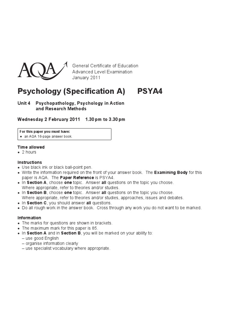 AQA-PSYA4-W-QP-JAN11 | Paranormal | Scientific Method