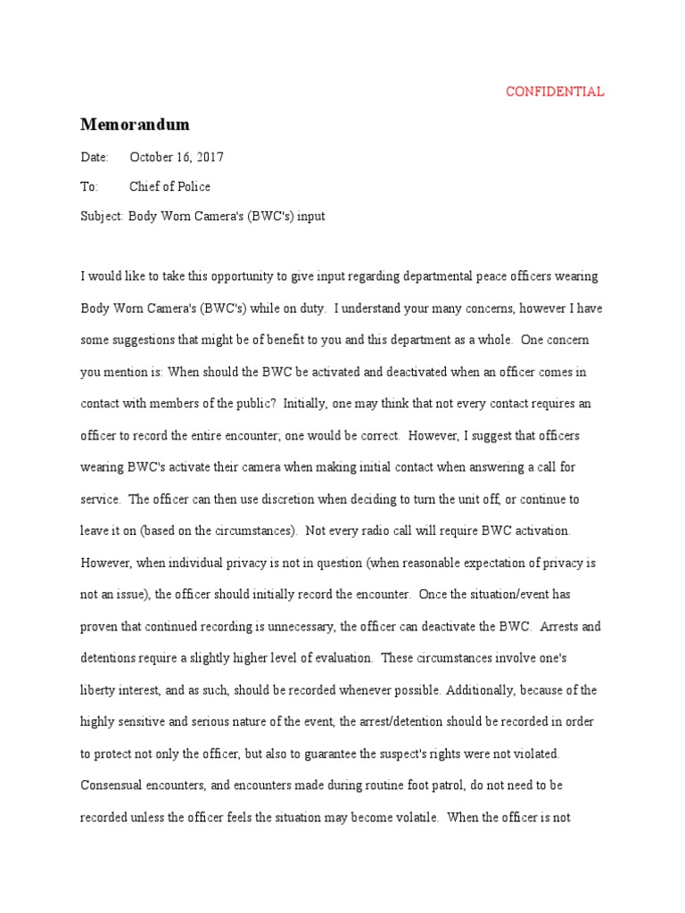 Body Worn Cameras Bwcs Input PDF Crime & Violence Crime Thriller