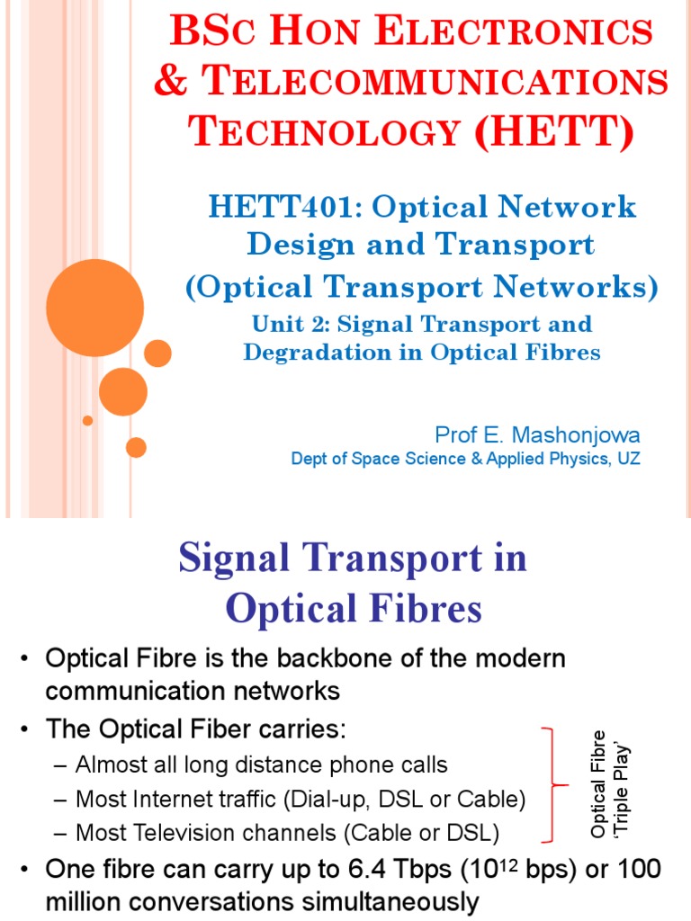 Unit 2 - Signal Transport and Degradation in Optical Fibres | PDF ...