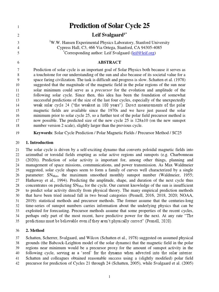Babcock Model and Solar Cycle 25 Prediction | PDF | Prediction | Sun