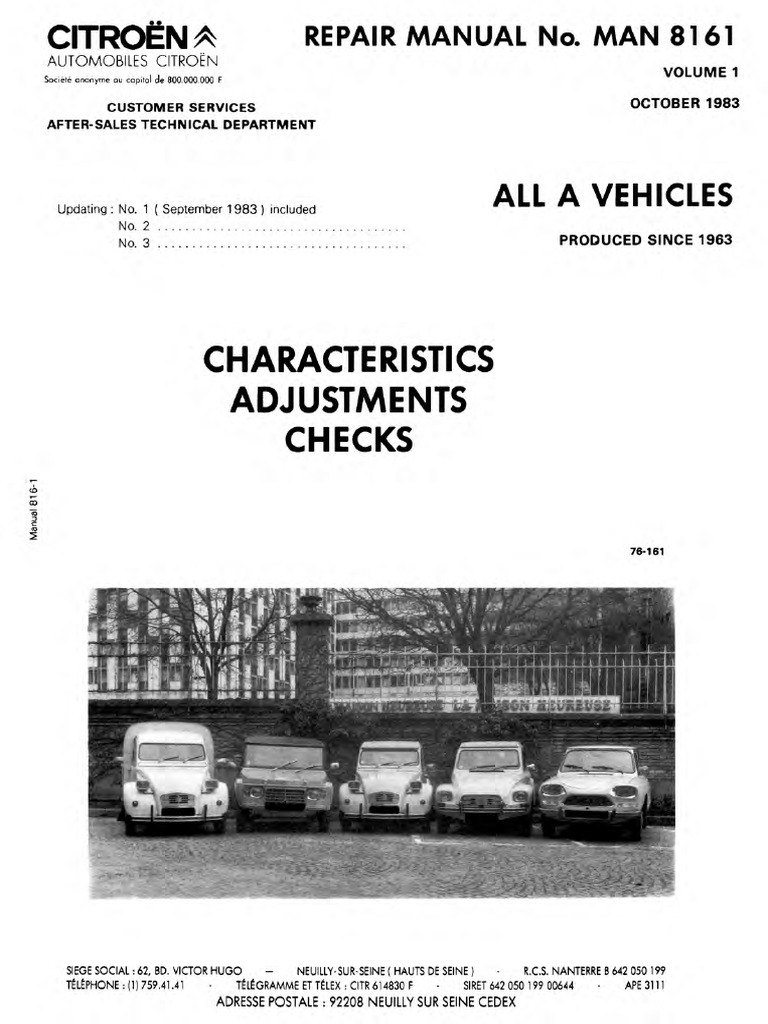 Citroen 2cv Repair Manual No. 8161 | PDF