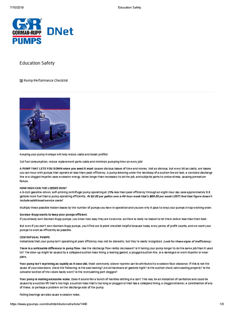 Optimize Pump Efficiency Checklist | PDF | Pump | Mechanical Engineering