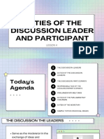 Duties of The Discussion Leader and Participant: Lesson 4