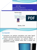 AST 103 Programming With C/C++ Lecture-01: Discussion On Programming Language