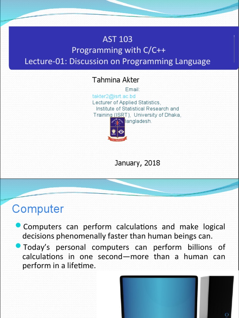 An Introduction to Programming with C: Overview of Programming ...