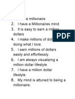 Printable Millionare Affirmations For Your Mirror