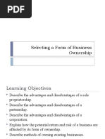 Selecting A Form of Business Ownership