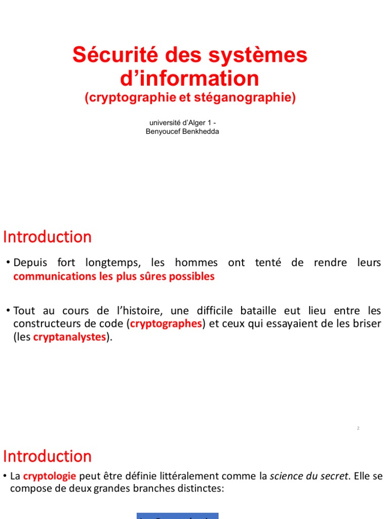 Sécurité des systèmes d'information | PDF | Cryptage | Cryptanalyse