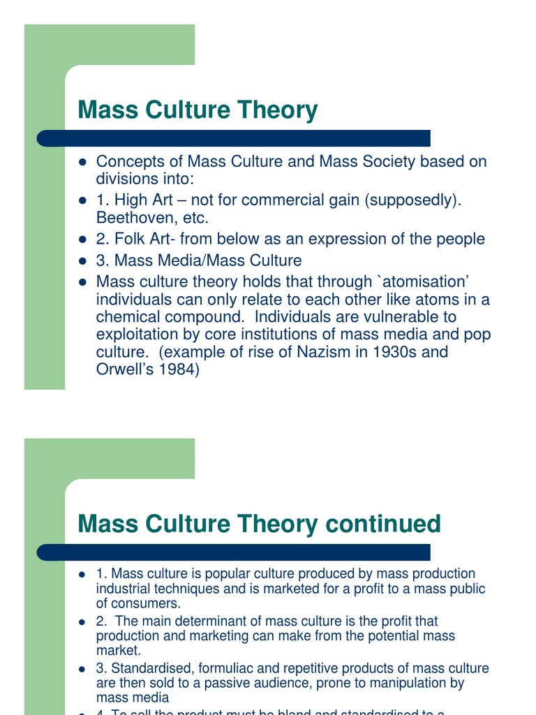 mass culture theory Popular Culture Sociological Theories