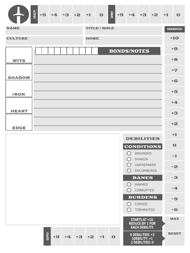 IRONSWORN Charsheet PDF
