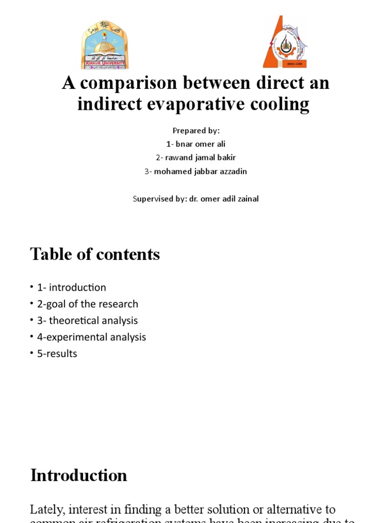 Direct vs Indirect Evaporative Cooling | PDF