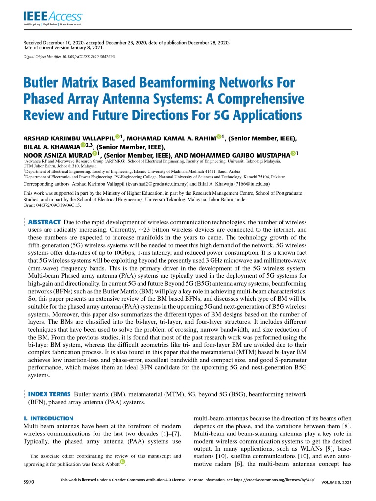 Butler Matrix Beamforming for 5G Antennas | PDF | Antenna (Radio ...