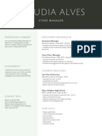 Green Simple Professional Store Manager Resume
