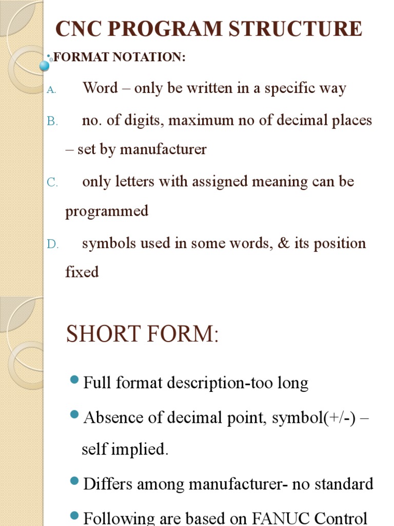 CNC Program Structure: Format Notation | PDF | Computers