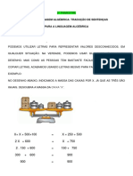 Uso Da Linguagem Algébrica: Tradução de Sentenças para A Linguagem Algébrica para Começar