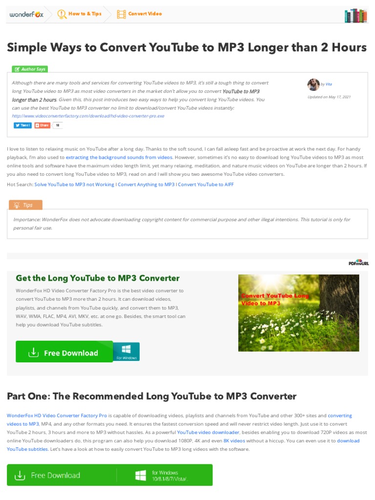 Converting Long Youtube Videos To mp3 | PDF | You Tube | Digital  Distribution