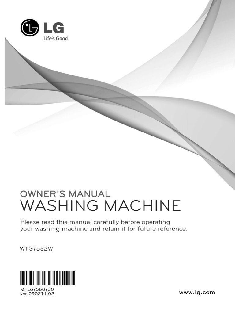 7.5kg Top Load LG Washing Machine WTG7532W User Manual PDF