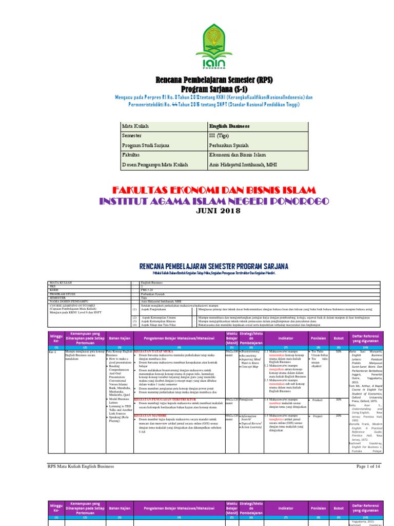 RPS English for Business S-1 Perbankan | PDF