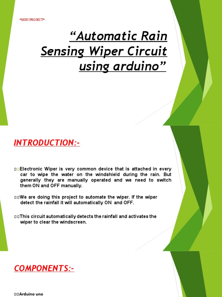 Automatic Rain Sensing Wiper Circuit Using Electric Motor Arduino