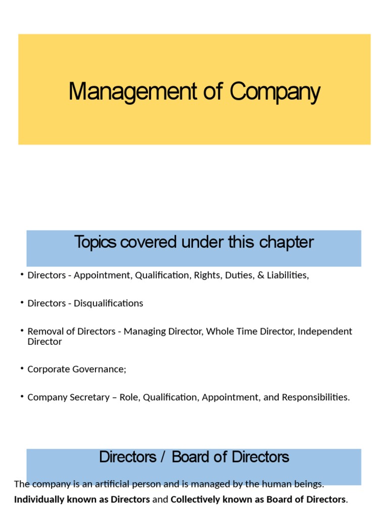Management-Of-Company | Pdf | Board Of Directors | Corporate Governance