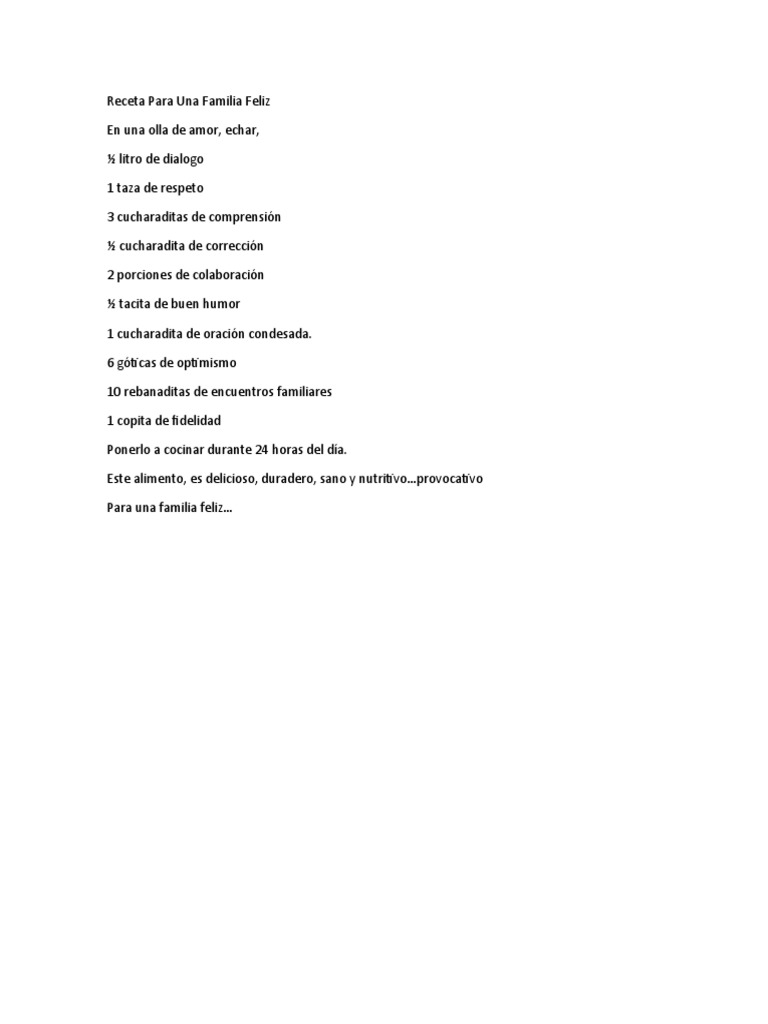 Receta para Una Familia Feliz | PDF