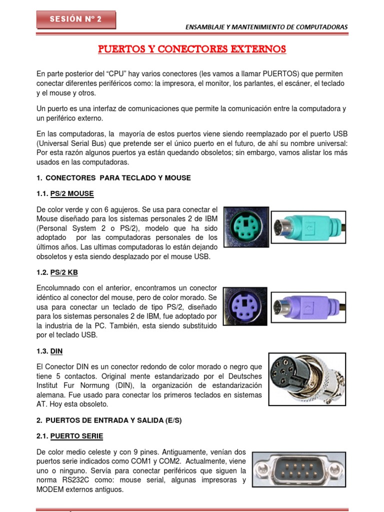 Sesion - 2 - Puertos y Conectores Externos | PDF | Protocolos de capa ...