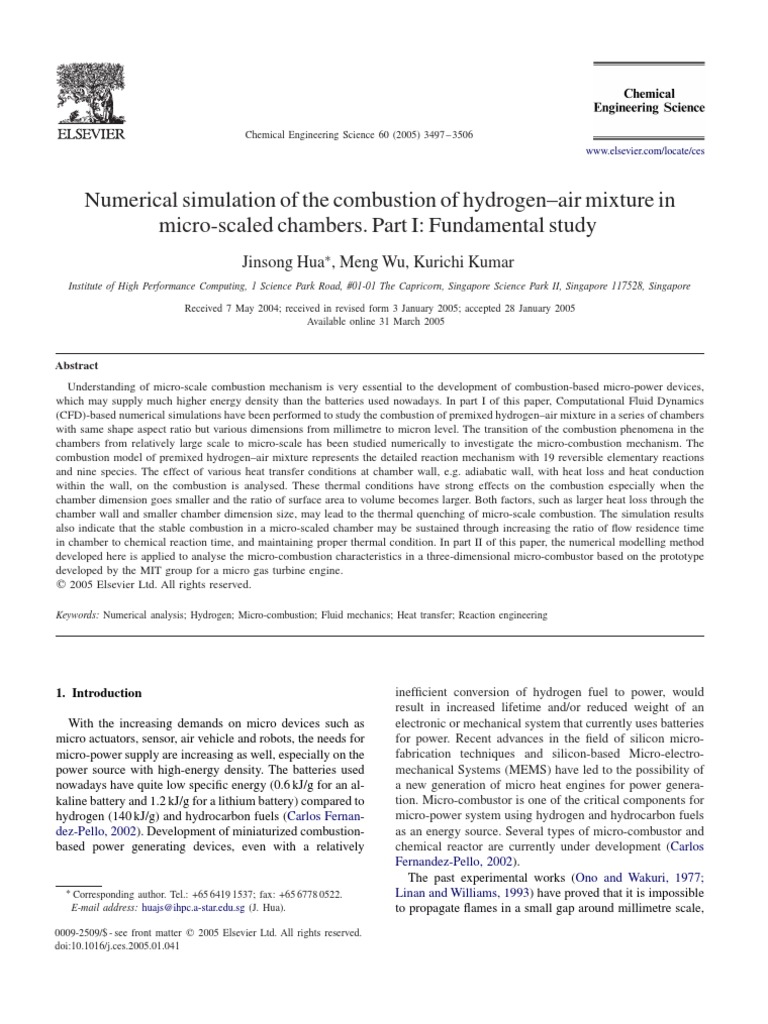 Numerical Simulation of The Combustion of Hydrogen-Air Mixture in Micro ...