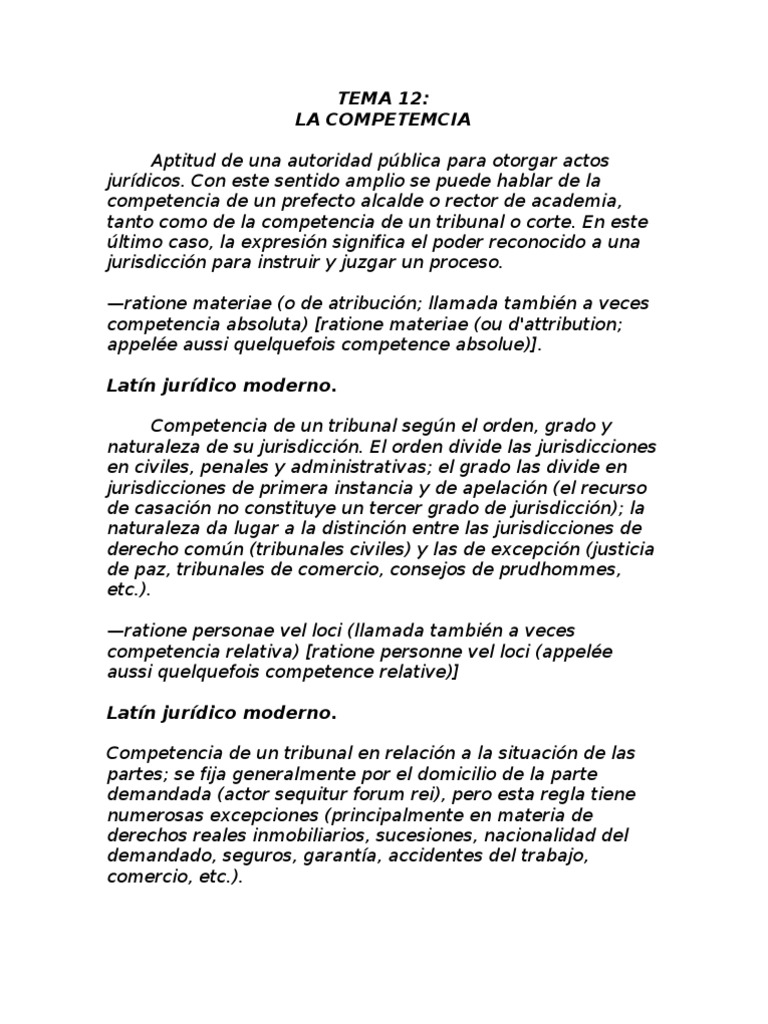Jurisdicción y Competencia en Derecho | PDF | Competencia (ley ...
