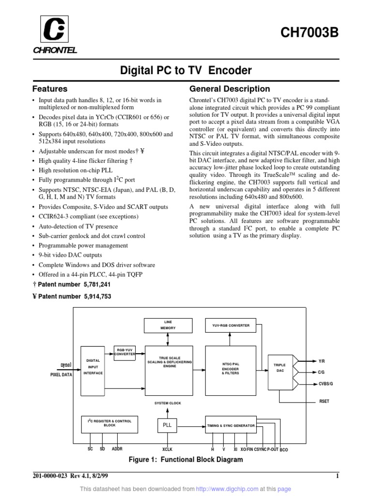 Digital PC To TV Encoder: Features General Description | PDF | Display ...