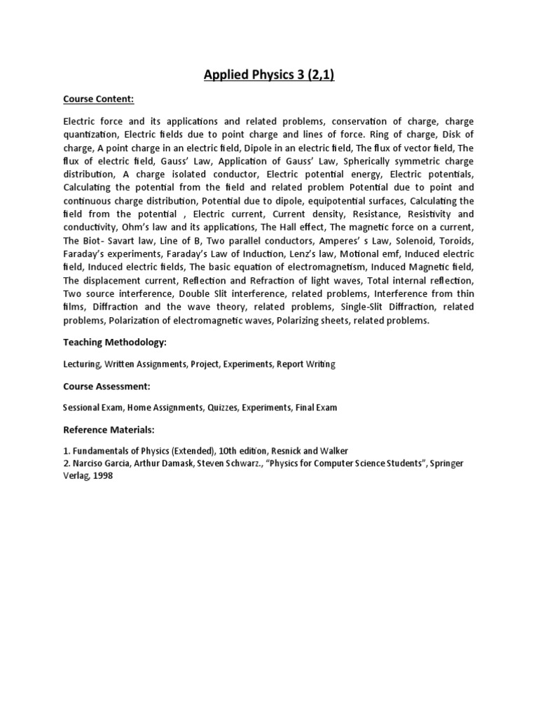 Applied Physics Course Overview | PDF | Science & Mathematics