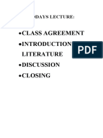 Class Agreement Introduction To Discussion Closing: Literature