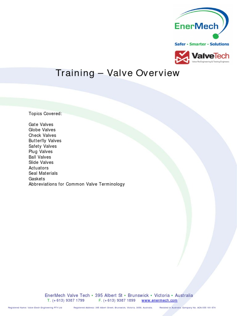 EnerMech Valve Training Overview | PDF | Valve | Pipe (Fluid Conveyance)