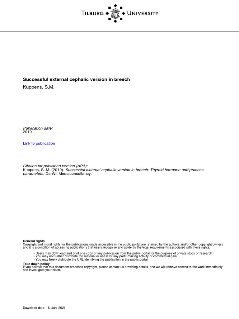 Successful External Cephalic Version in Breech (2010) | PDF | Maternal ...