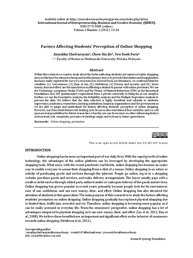 Factors Affecting Students Perception of Online S | PDF | Online ...