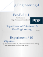 Lab 10 - Measurement of The Oil, Water and Solid Contents of Drilling Mud Sample Using Retort Kit (10 & 50 ML) .